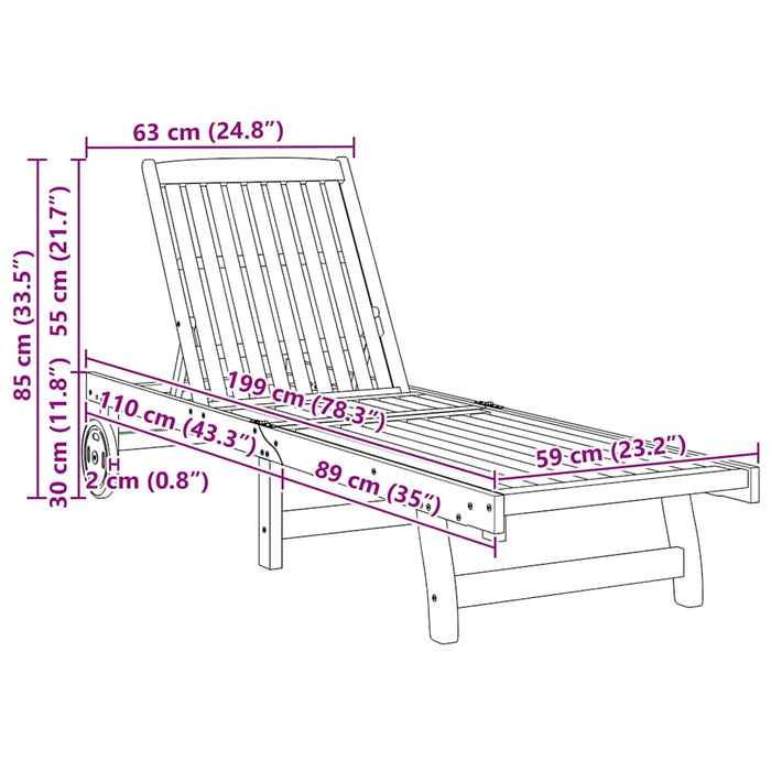 Sun Loungers 2 Pcs Solid Wood Acacia Ttxpokt