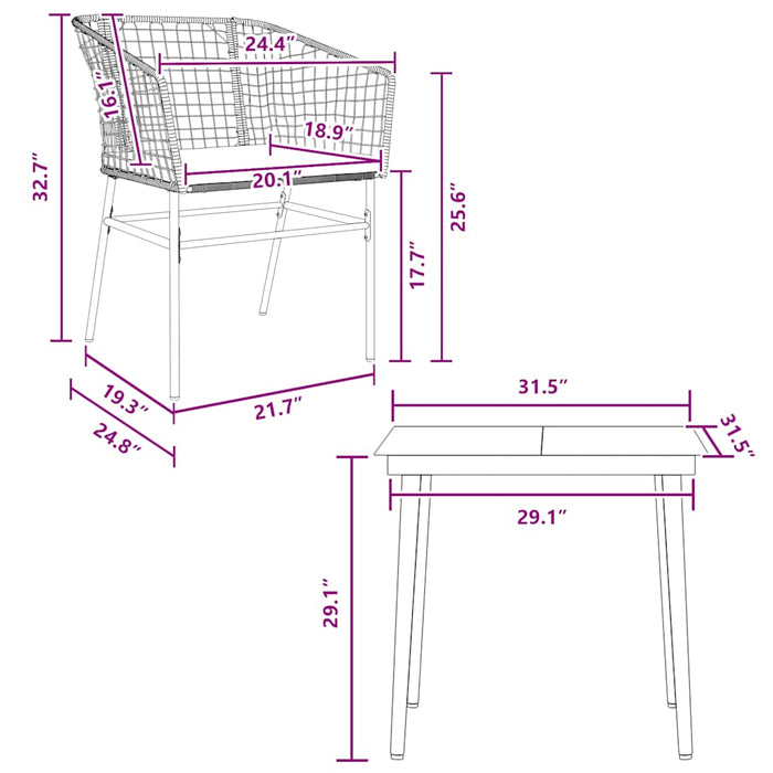 3 Piece Garden Dining Set With Cushions Black Poly Rattan Glass Tttaakk