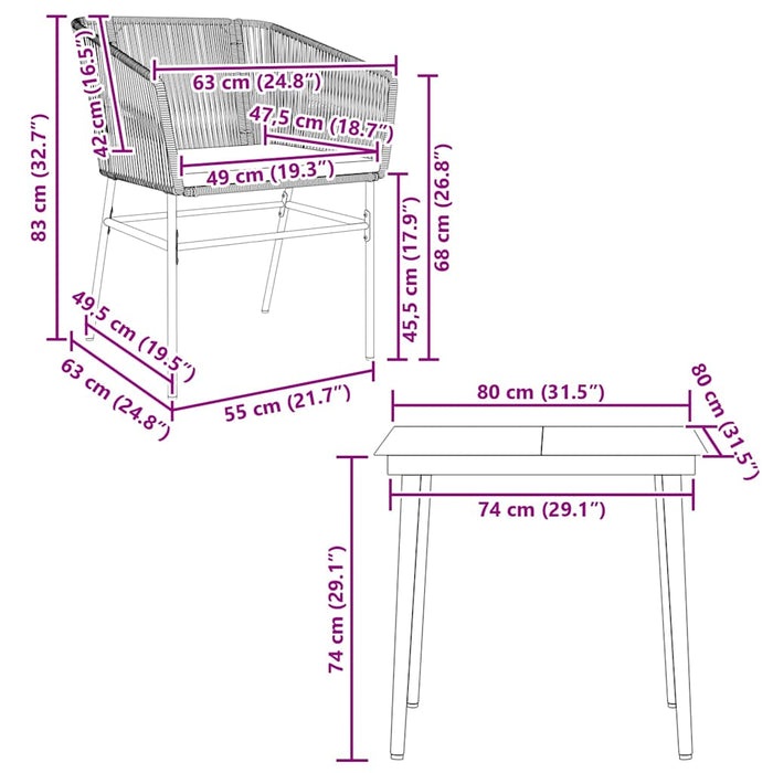 3 Piece Garden Dining Set With Cushions Grey Poly Rattan Glass Tttapxi