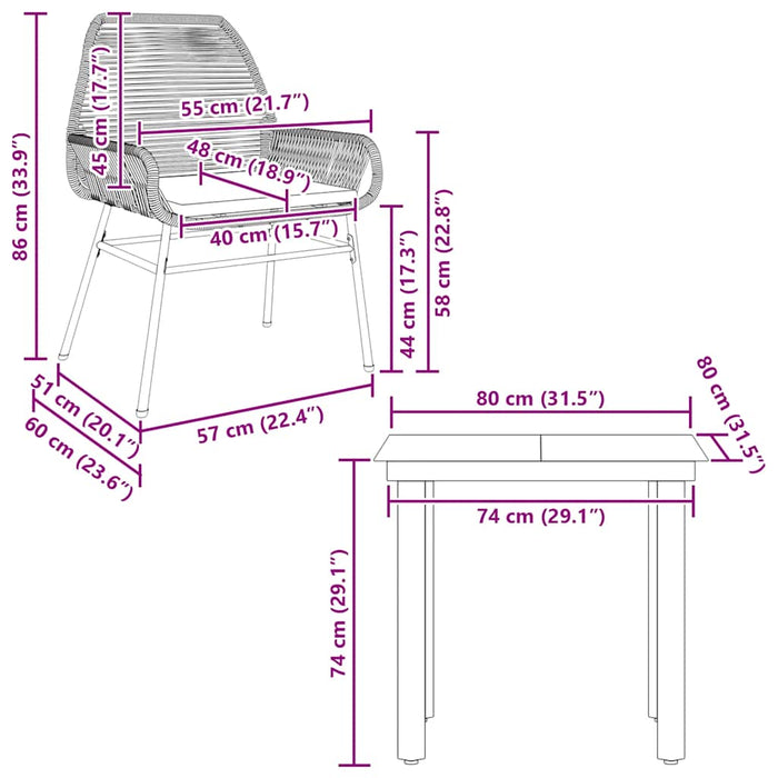 3 Piece Garden Dining Set With Cushions Grey Poly Rattan Glass Tttapil