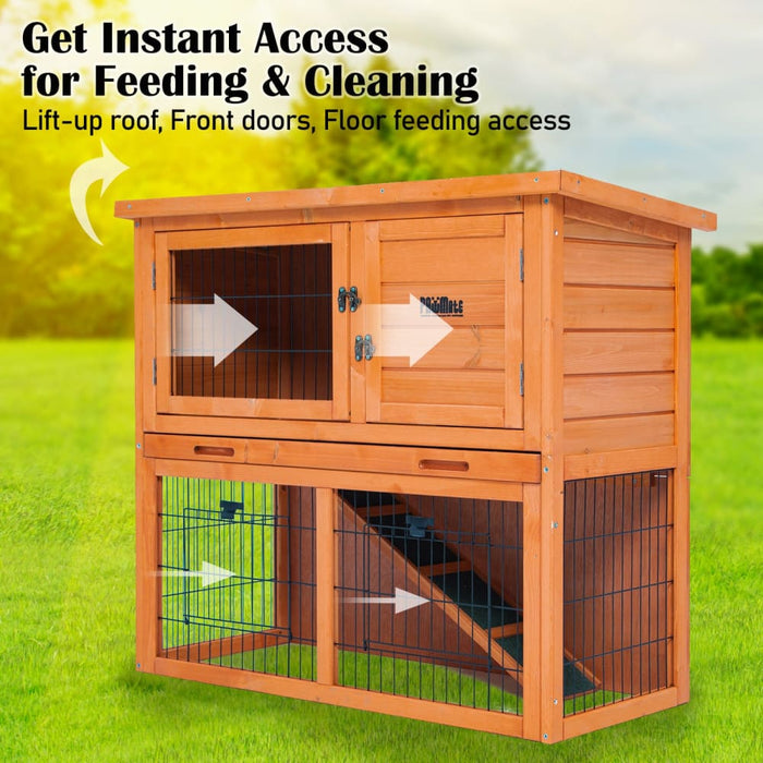 92 x 45 82cm Rabbit Hutch Chicken Coop 2 Storey Cage Run