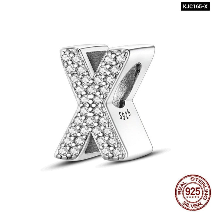 925 Silver 26 Alphabet Letters Charms Beads For Women Fine