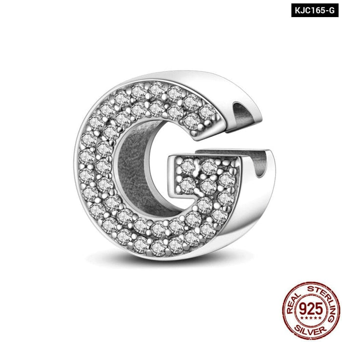 925 Silver 26 Alphabet Letters Charms Beads For Women Fine