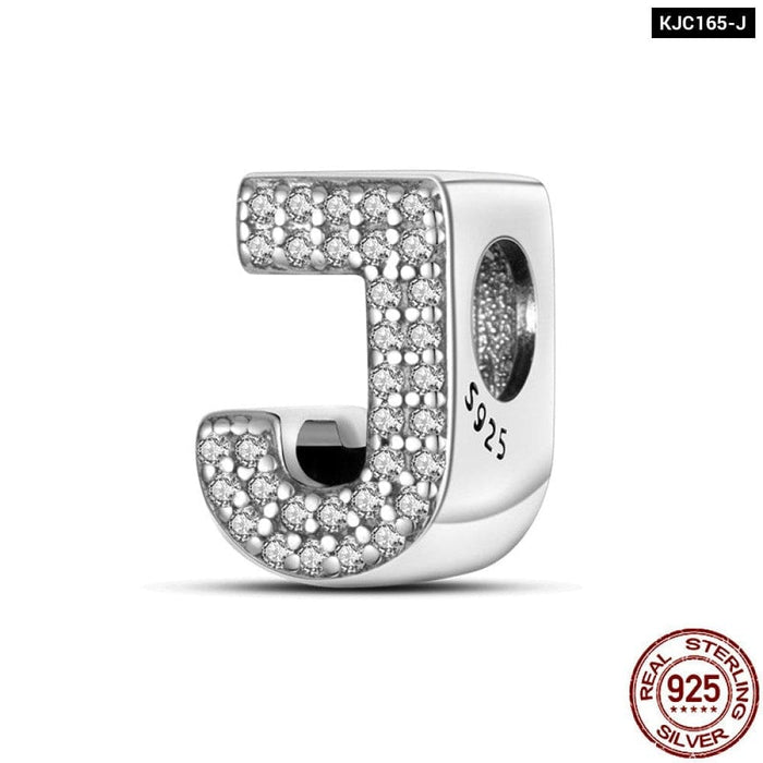 925 Silver 26 Alphabet Letters Charms Beads For Women Fine