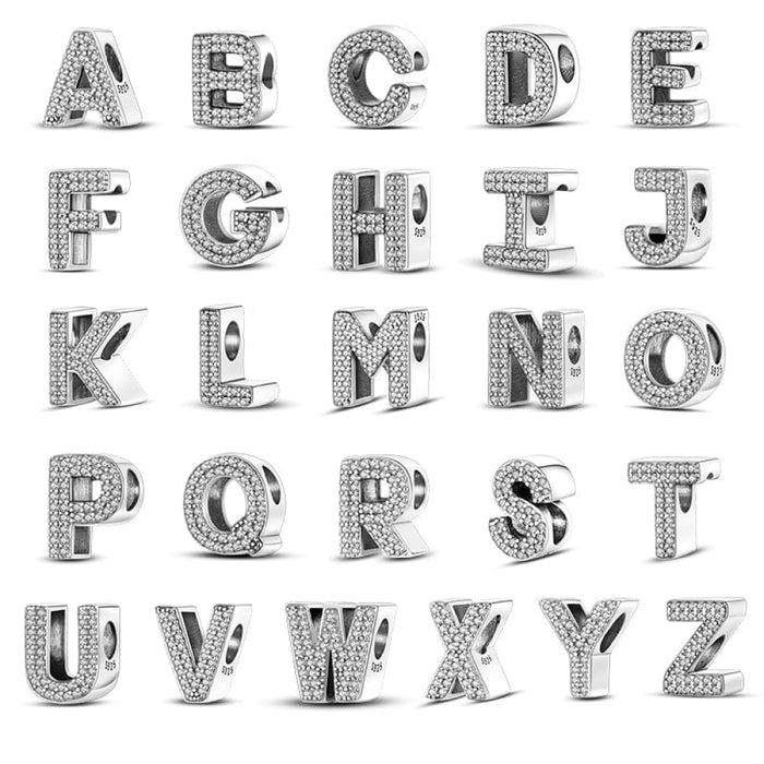 925 Silver 26 Alphabet Letters Charms Beads For Women Fine