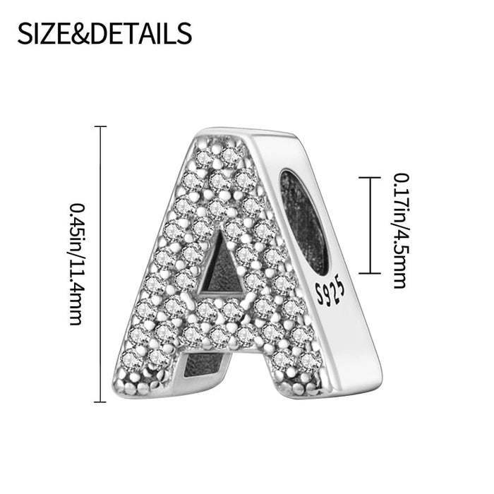 925 Silver 26 Alphabet Letters Charms Beads For Women Fine