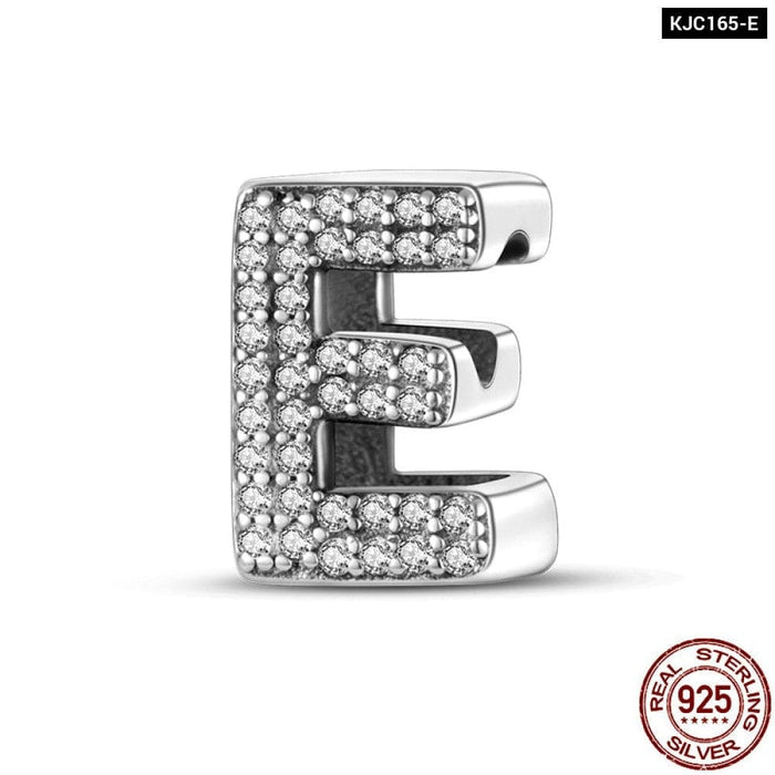 925 Silver 26 Alphabet Letters Charms Beads For Women Fine