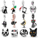 925 Silver Black Cat Spider Charms Beads Fit Pandora