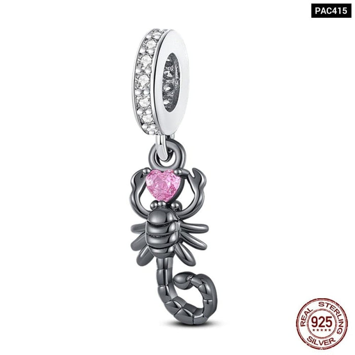 925 Silver Black Cat Spider Charms Beads Fit Pandora