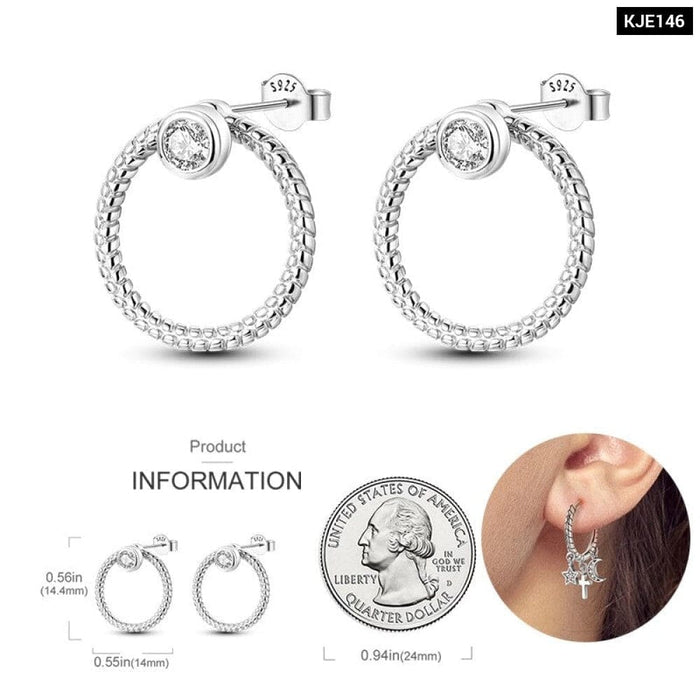 925 Silver Luminous Shell Earrings For Women Pave Cz Heart