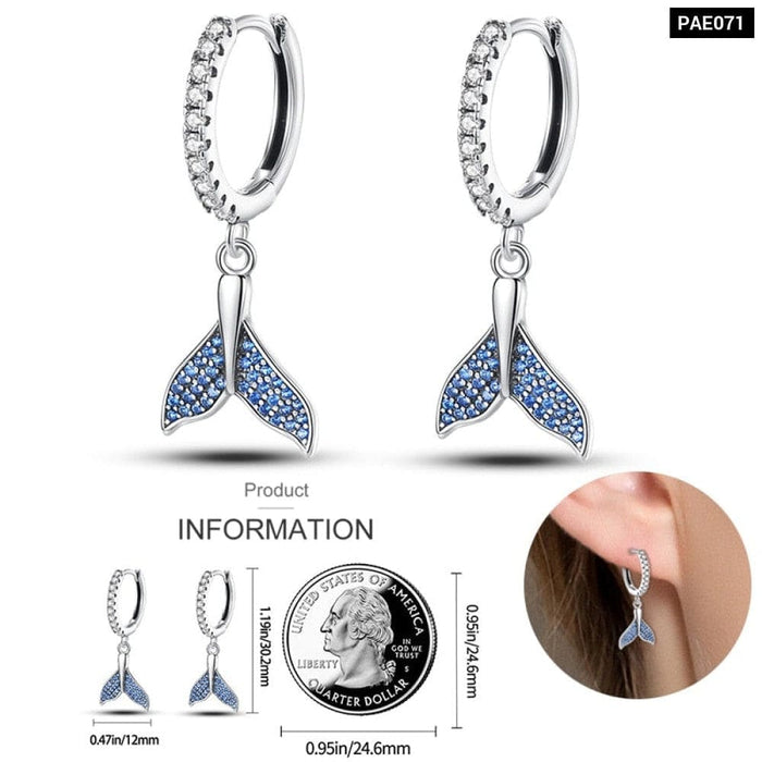 925 Silver Luminous Shell Earrings For Women Pave Cz Heart