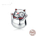 925 Silver Cat Metal Charm Lucky Guardian Maneki Neko Beads