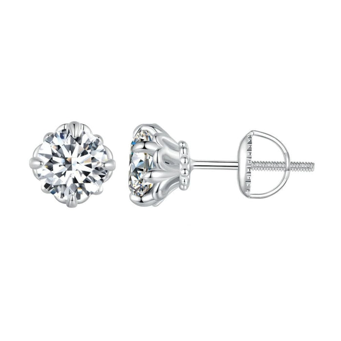 925 Sterling Silver 1 Carat d Colour Moissanite Stud