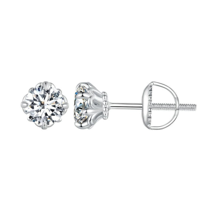 925 Sterling Silver 1 Carat d Colour Moissanite Stud