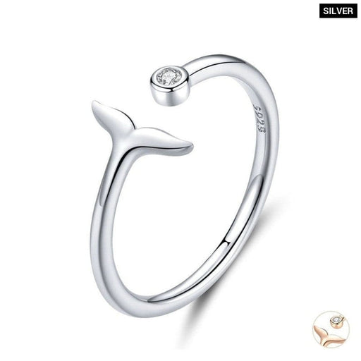 925 Sterling Silver 2 Colour Fish Tail Mermaid Open Finger