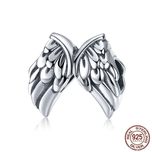 925 Sterling Silver Angel Wings Feathers Beads Charms Fit