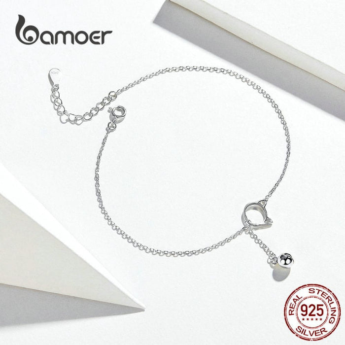 925 Sterling Silver Bell And Cat Anklets For Women