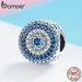 925 Sterling Silver Blue Eye Lucky Cubic Zircon Beads