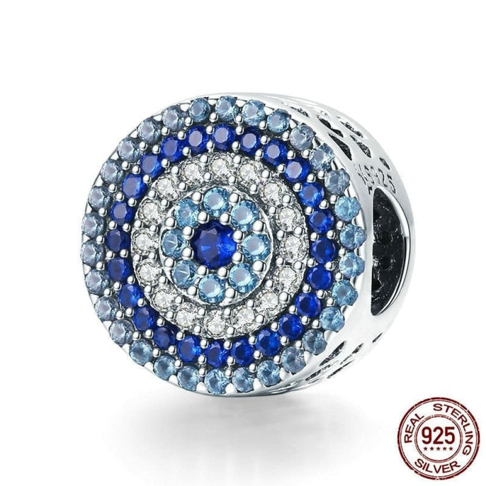 925 Sterling Silver Blue Eye Lucky Cubic Zircon Beads