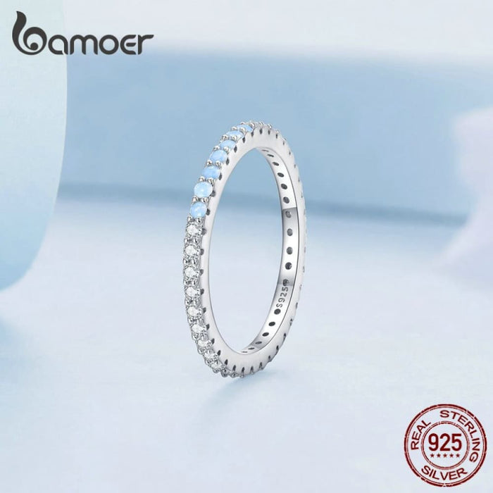 925 Sterling Silver Blue Simple Finger Ring Stackable