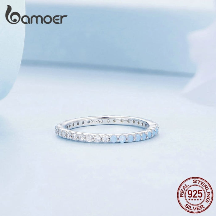 925 Sterling Silver Blue Simple Finger Ring Stackable