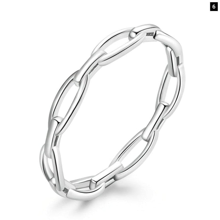 925 Sterling Silver Bohemian Style Geometric Chain Ring