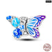 925 Sterling Silver Butterfly Flower Blue Zircon Charms