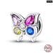 925 Sterling Silver Butterfly Flower Blue Zircon Charms