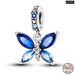 925 Sterling Silver Butterfly Flower Blue Zircon Charms