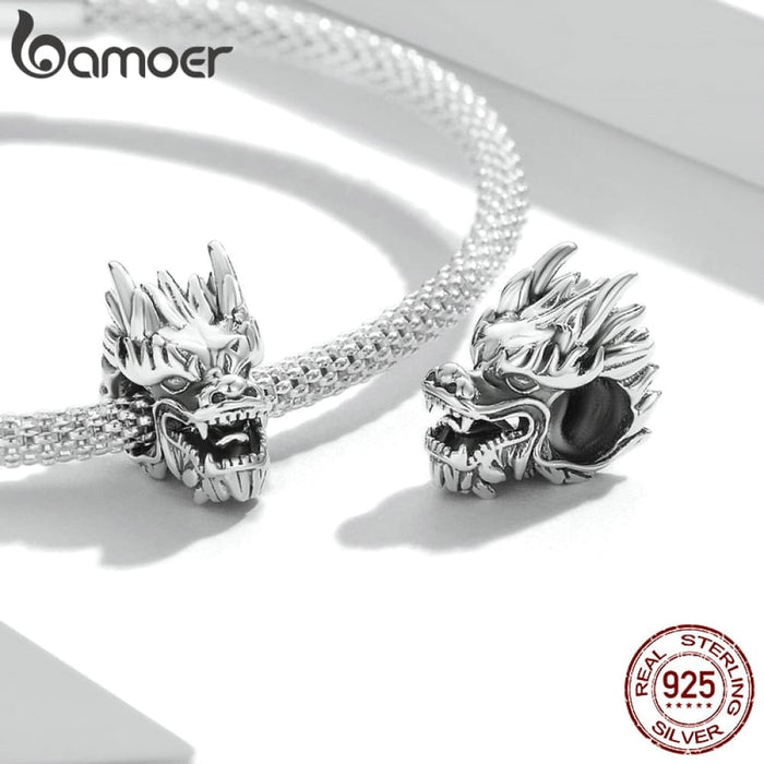 925 Sterling Silver Chinese Dragon Head Charms For Bracelet