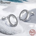 925 Sterling Silver Circle Round Stud Earrings With Cz