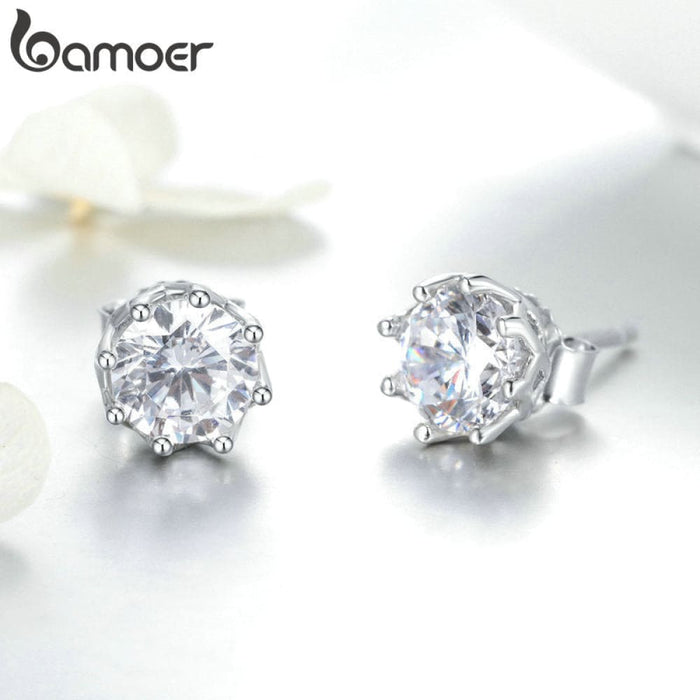 925 Sterling Silver Classic Clear Cubic Zircon Small Stud