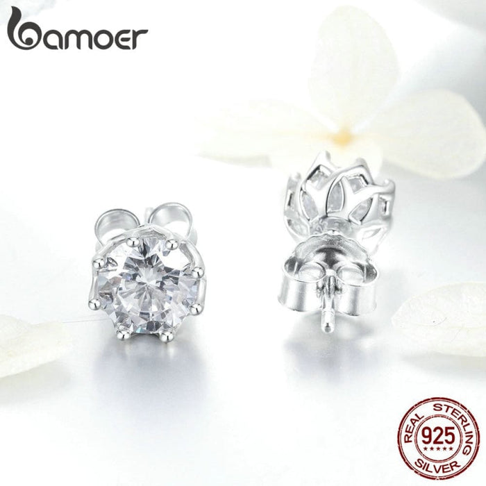 925 Sterling Silver Classic Clear Cubic Zircon Small Stud