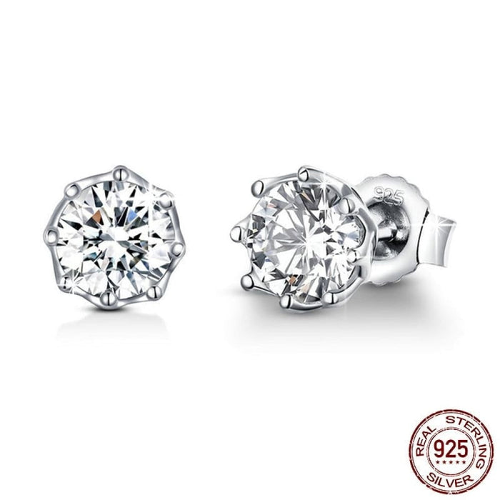 925 Sterling Silver Classic Clear Cubic Zircon Small Stud