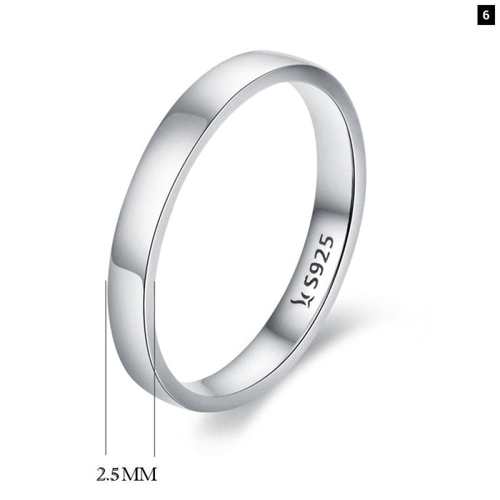 925 Sterling Silver Classic Round Finger Ring For Women