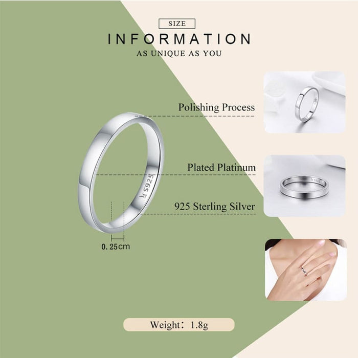 925 Sterling Silver Classic Round Finger Ring For Women