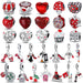 925 Sterling Silver Red Colour Series Heart Shape Charms