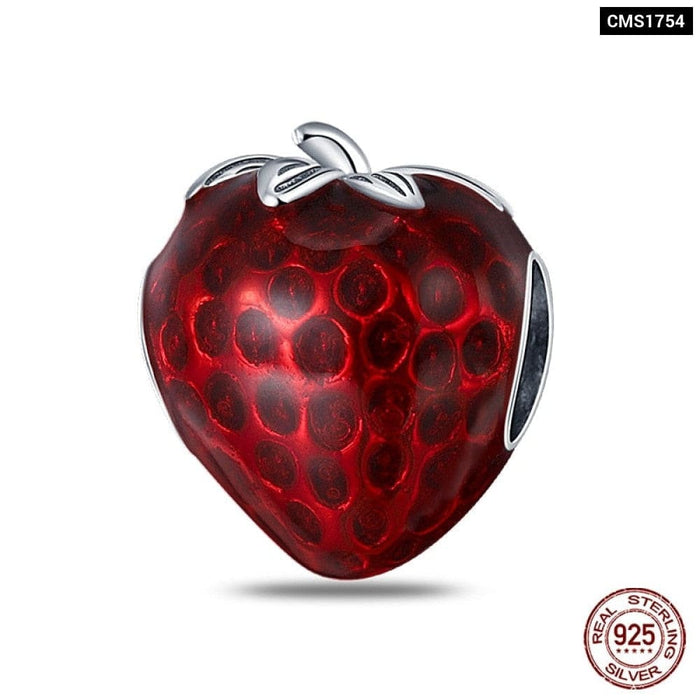 925 Sterling Silver Red Colour Series Heart Shape Charms