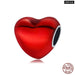 925 Sterling Silver Red Colour Series Heart Shape Charms