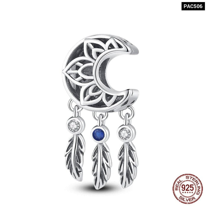 925 Sterling Silver Colourful Dreamcatcher Charms Beads Fit