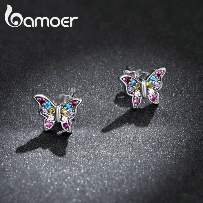 925 Sterling Silver Colourful Multiple Zircons Butterfly