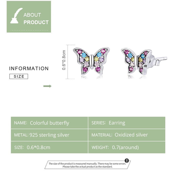 925 Sterling Silver Colourful Multiple Zircons Butterfly