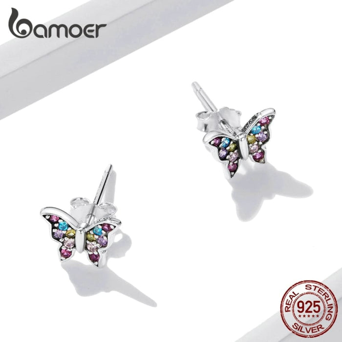 925 Sterling Silver Colourful Multiple Zircons Butterfly