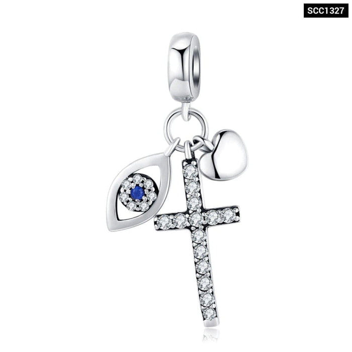 925 Sterling Silver Cross Pendant Fit For Women Bracelet &