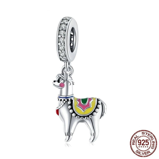 925 Sterling Silver Cute Alpaca Charm For 3mm Bracelet