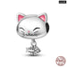 925 Sterling Silver Cute Black Cat Pet Charms Beads Fit