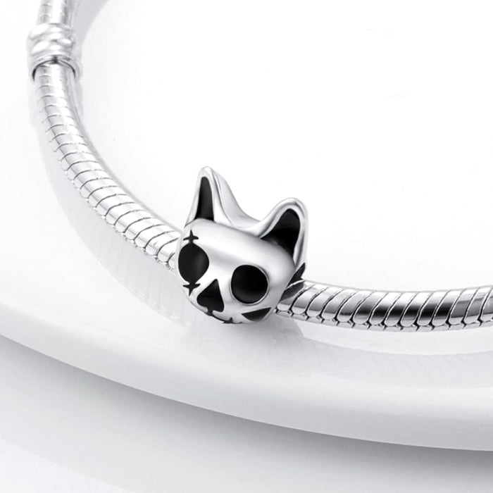 925 Sterling Silver Cute Black Cat Pet Charms Beads Fit