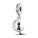 925 Sterling Silver Cute Black Cat Pet Charms Beads Fit