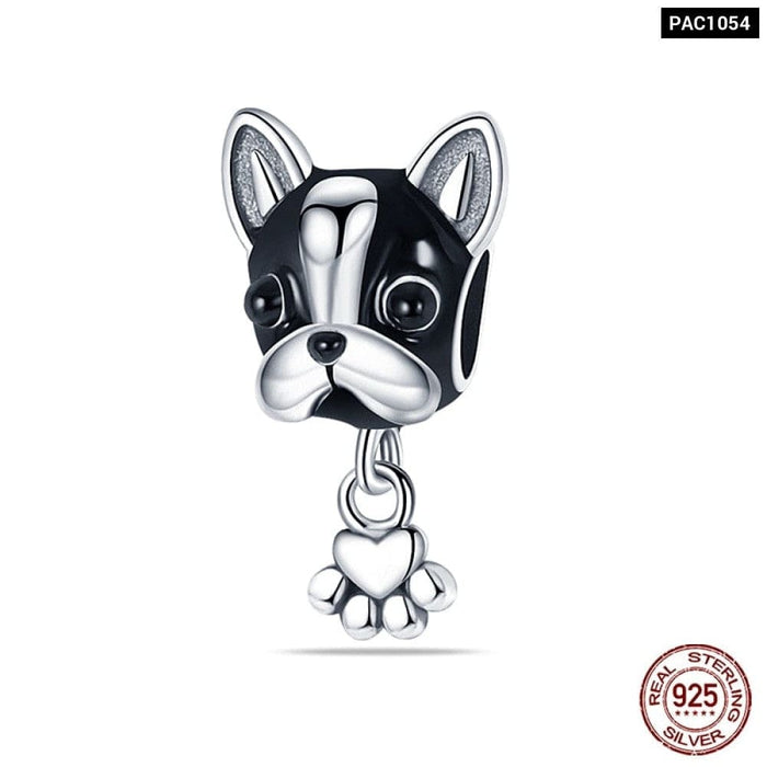 925 Sterling Silver Cute Black Cat Pet Charms Beads Fit