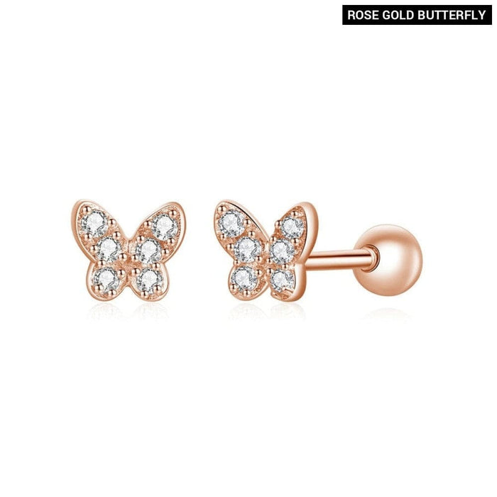 925 Sterling Silver Cute Butterfly Stud Earrings Handmade